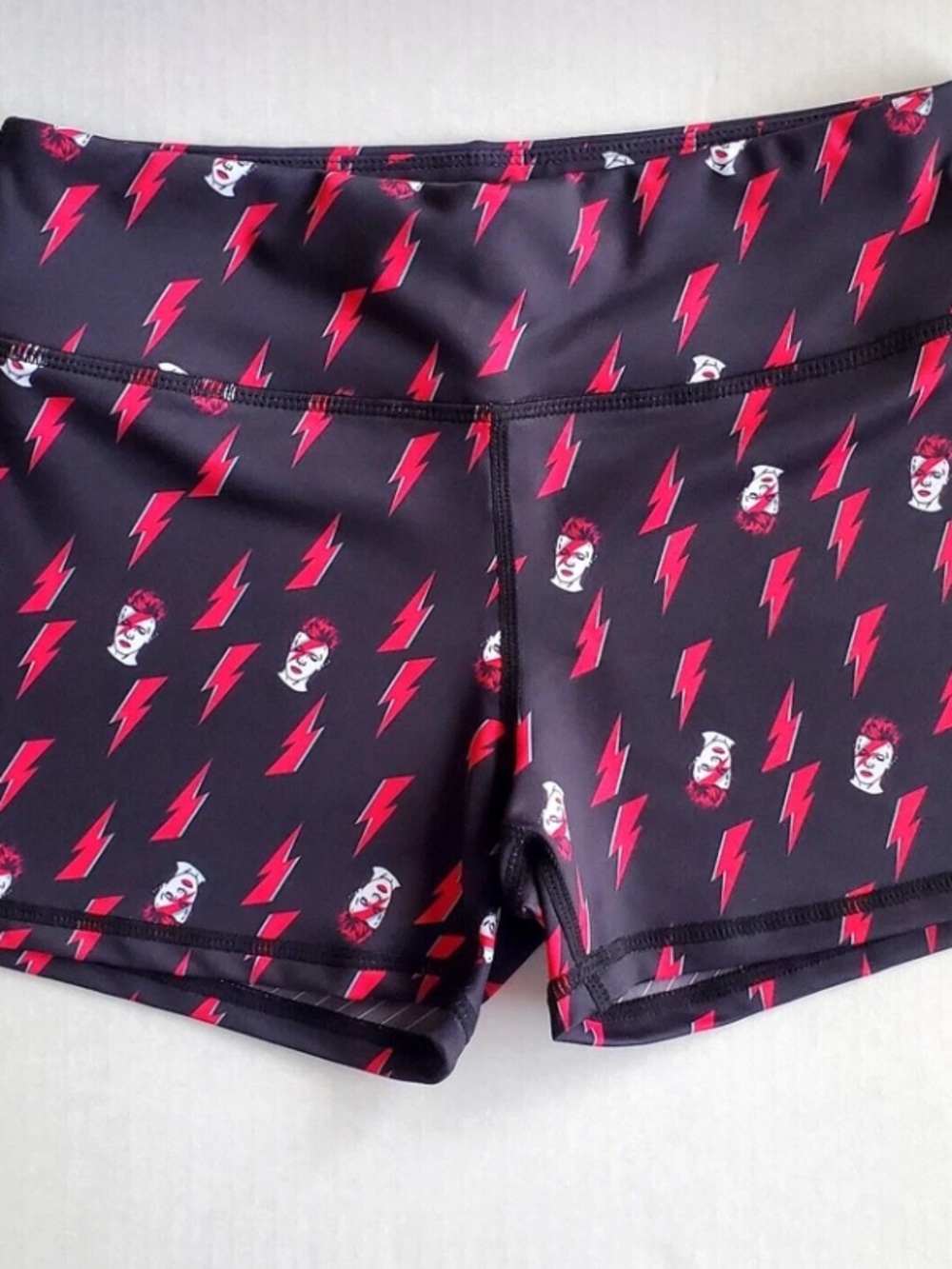 Women’s Athletic Shorts – Black with Pink Lightning Print
